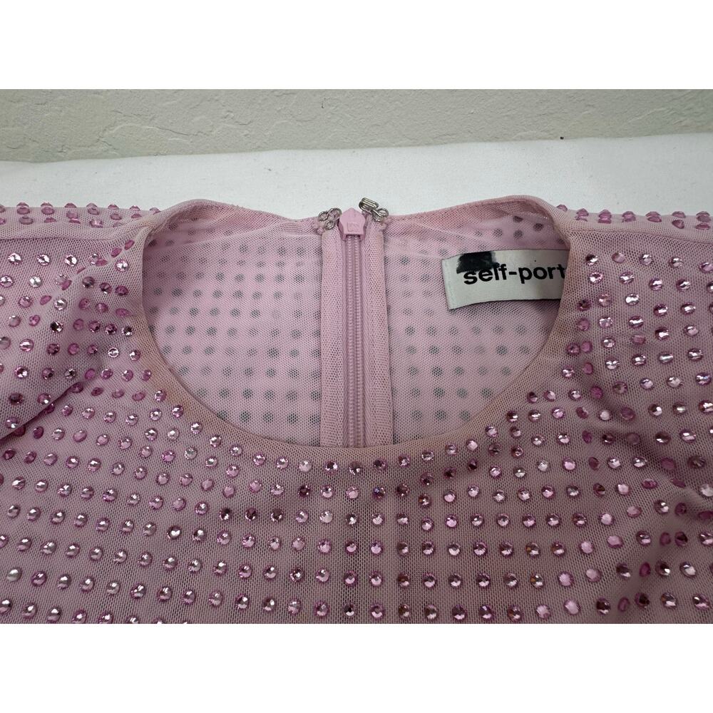 Self Portrait Pink Rhinestone Mini Dress Size 2 - Picture 13 of 13